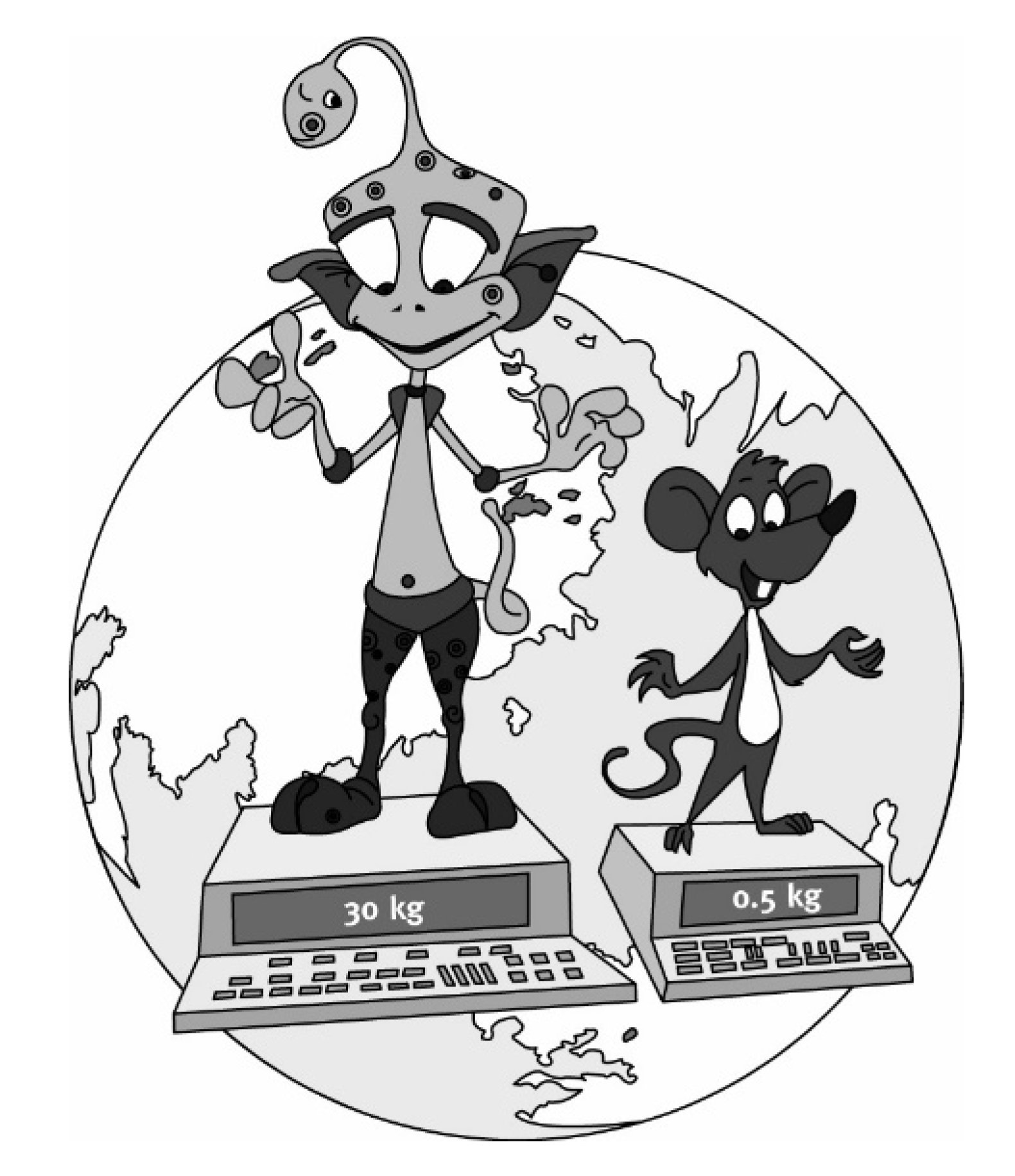Arnie and Markey weighing themselves on different planets