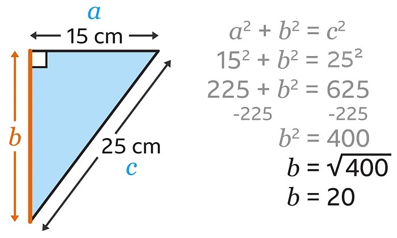 Pythagoras worked example finding a missing side